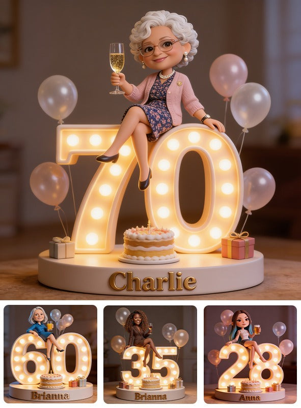 Personalized 70th Birthday Older Black Woman Custom Shaped Acrylic Plaque Keepsake Gift