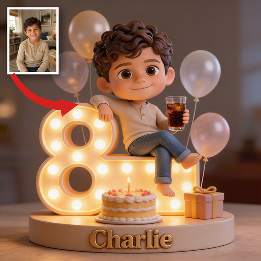 Personalized 8th Birthday Latino Little Boy Custom Shaped Acrylic Plaque Son Grandson Gift