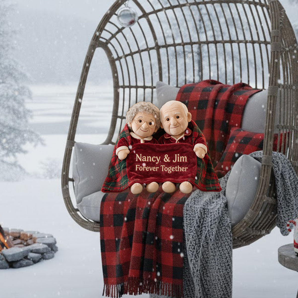 Personalized Christmas Gay Couple Faux Fur Pillow LGBT Holiday Gift