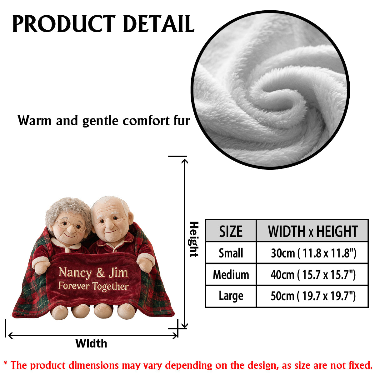 Personalized Christmas Middle-Aged Couple Faux Fur Pillow, Custom Holiday Couple Gift