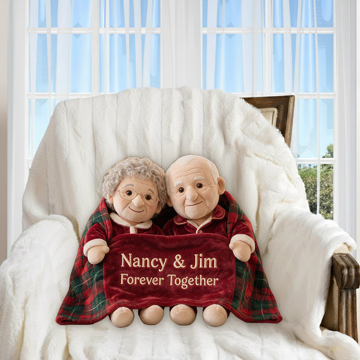 Personalized Christmas Lesbian Couple Premium Faux Fur Pillow Home Decor Gift