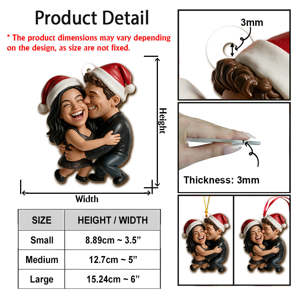 Custom Photo Christmas Lesbian Couple Caricature Ornament LGBT Holiday Gift