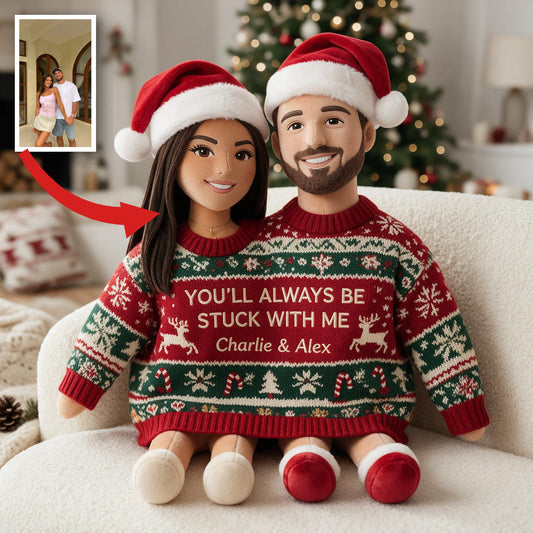 Custom Photo Christmas Latino Couple Faux Fur Pillow, Couple Holiday Gift