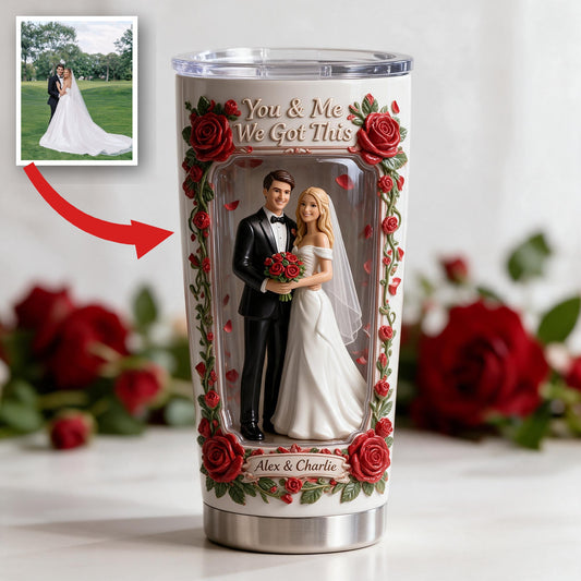 Custom Photo Wedding Couple Tumbler, Unique Wedding Gift for Husband and Wife