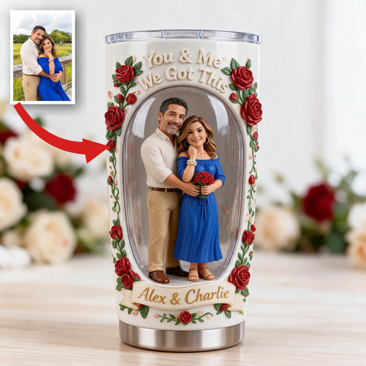 Custom Photo Middle-Aged Latino Couple Tumbler, Husband & Wife Gift