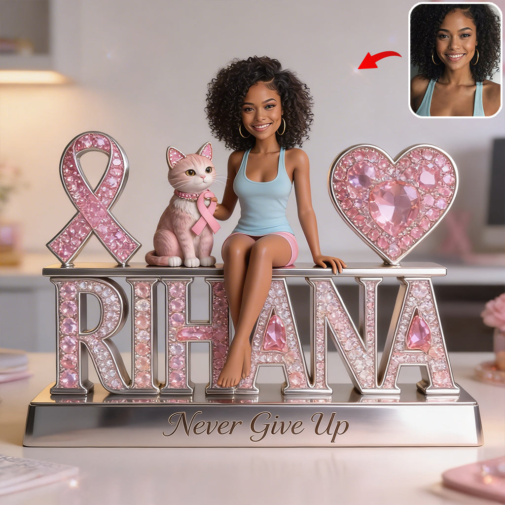 Custom Photo Breast Cancer Awareness Black Breast Cancer Woman Shaped Acrylic Plaque