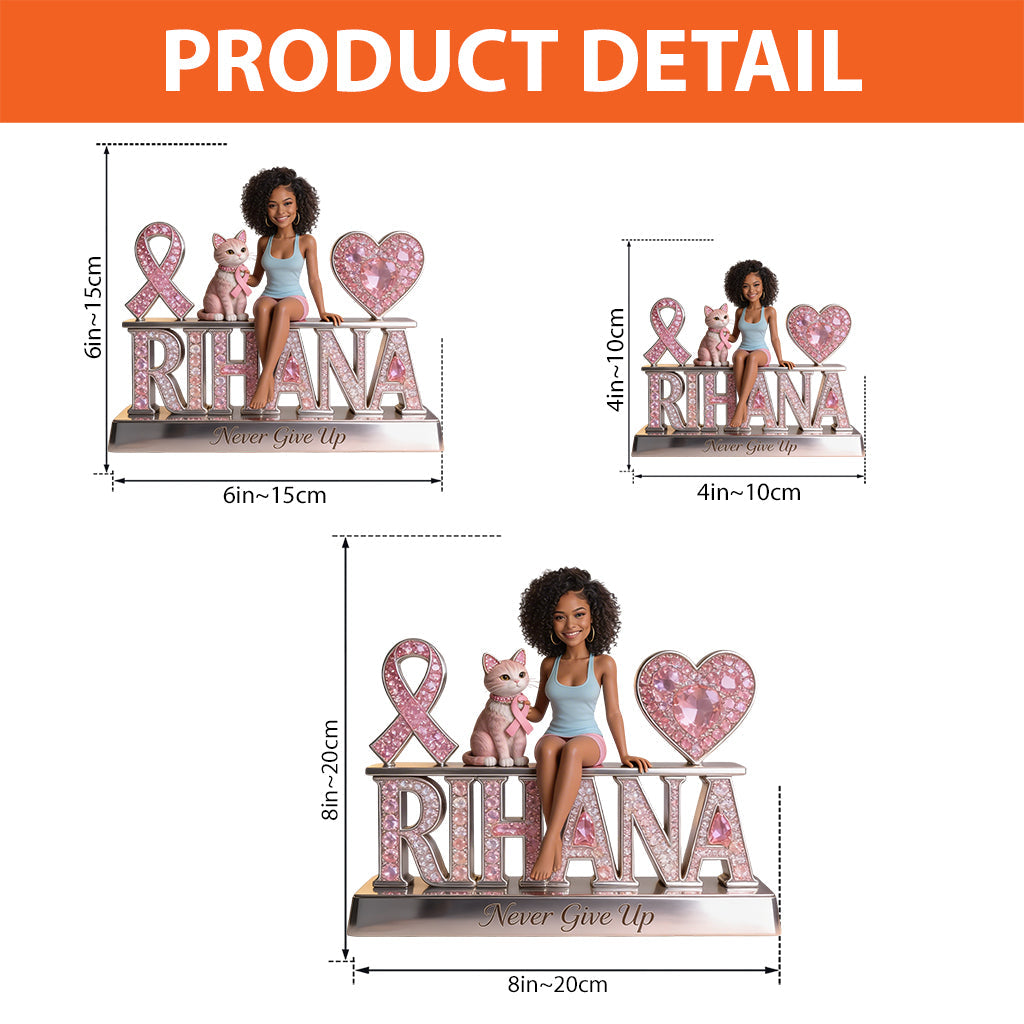 Custom Photo Breast Cancer Awareness Black Breast Cancer Woman Shaped Acrylic Plaque