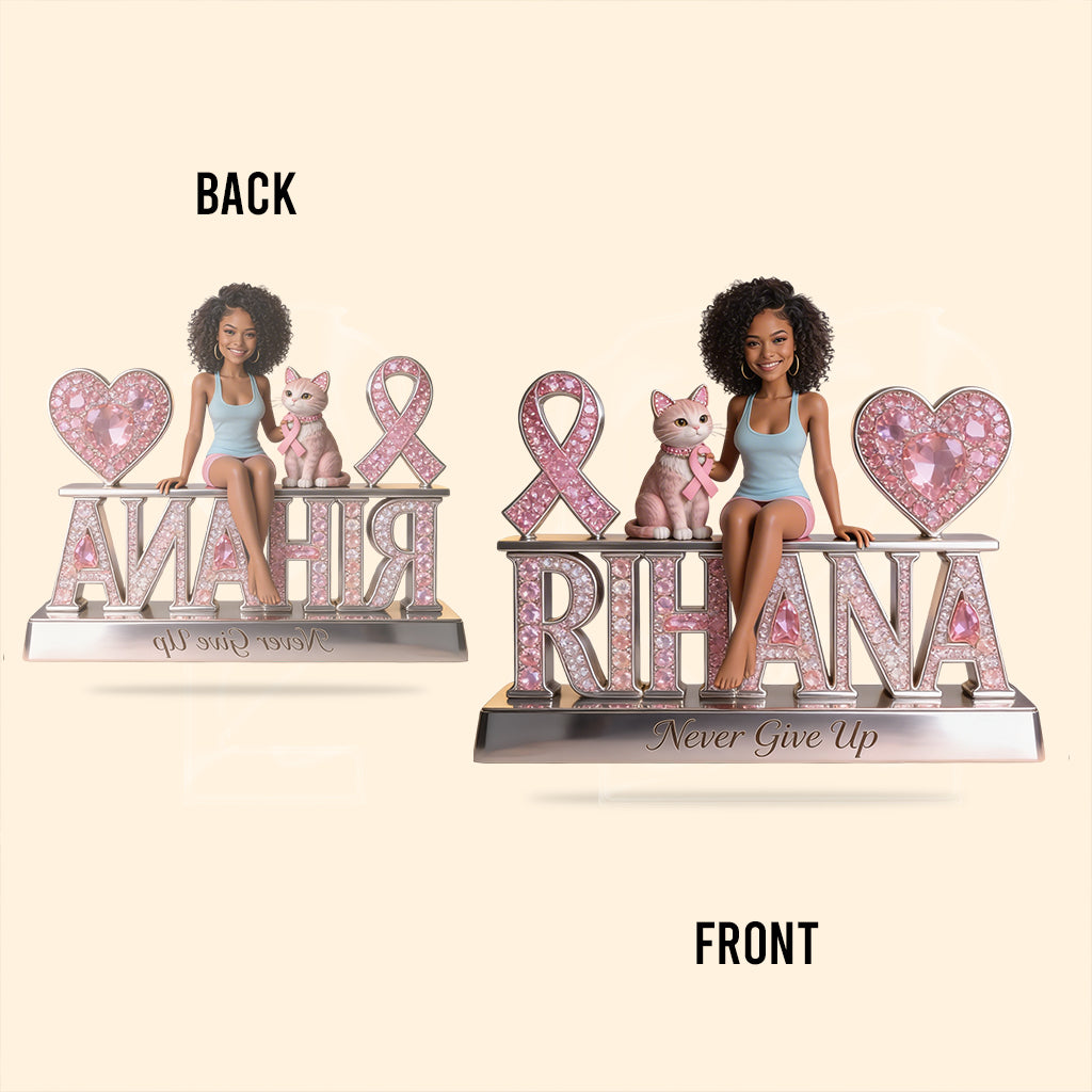 Custom Photo Breast Cancer Awareness Middle-Aged Breast Cancer Woman Acrylic Plaque Desk Decor