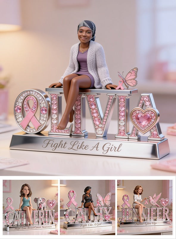 Custom Photo Breast Cancer Awareness Black Breast Cancer Woman Shaped Acrylic Plaque