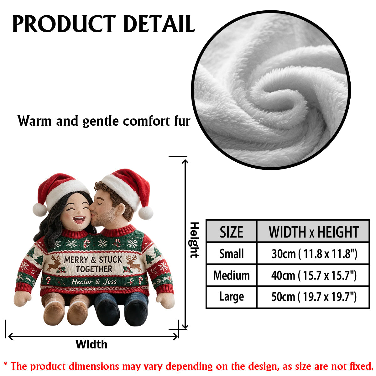 Custom Photo Christmas Older Couple Faux Fur Pillow Gift for Parents Grandparents