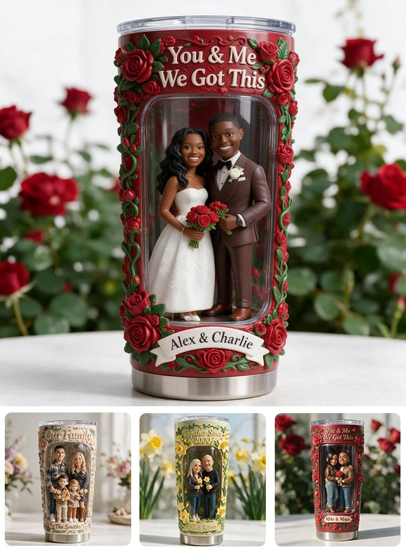 Custom Photo Wedding Black Couple Tumbler, Personalized Husband Wife Gift