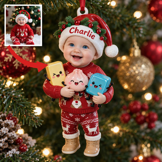 Personalized Christmas Baby Boy 3D Ornament Gift for Kids