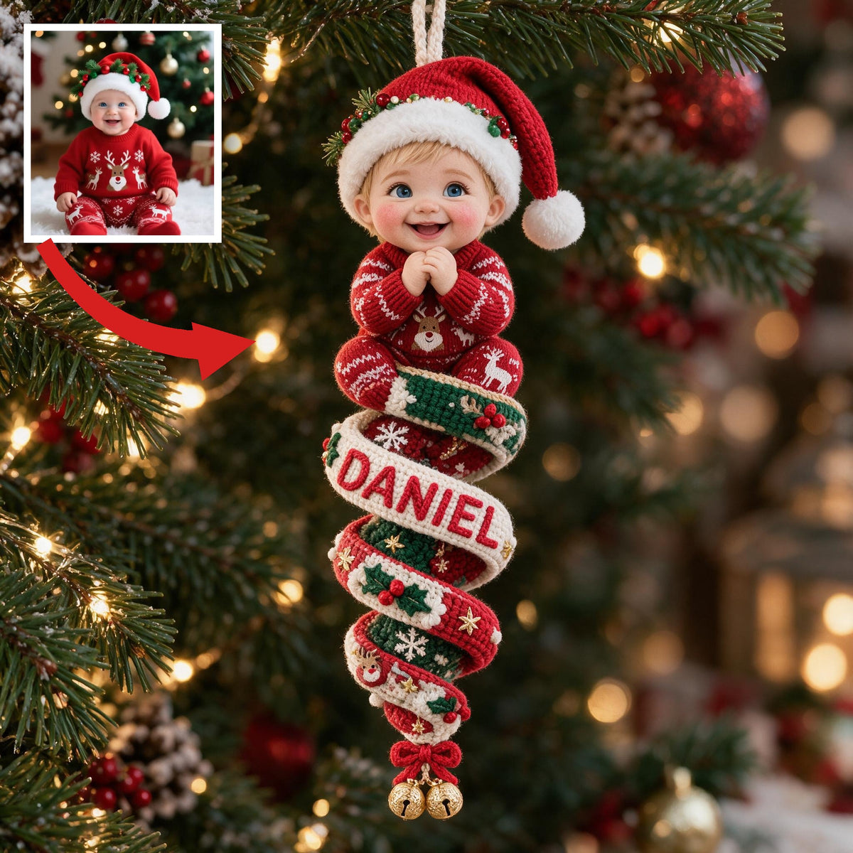 Personalisierte Foto Weihnachts Baby Junge Plüsch Ornament Geschenk