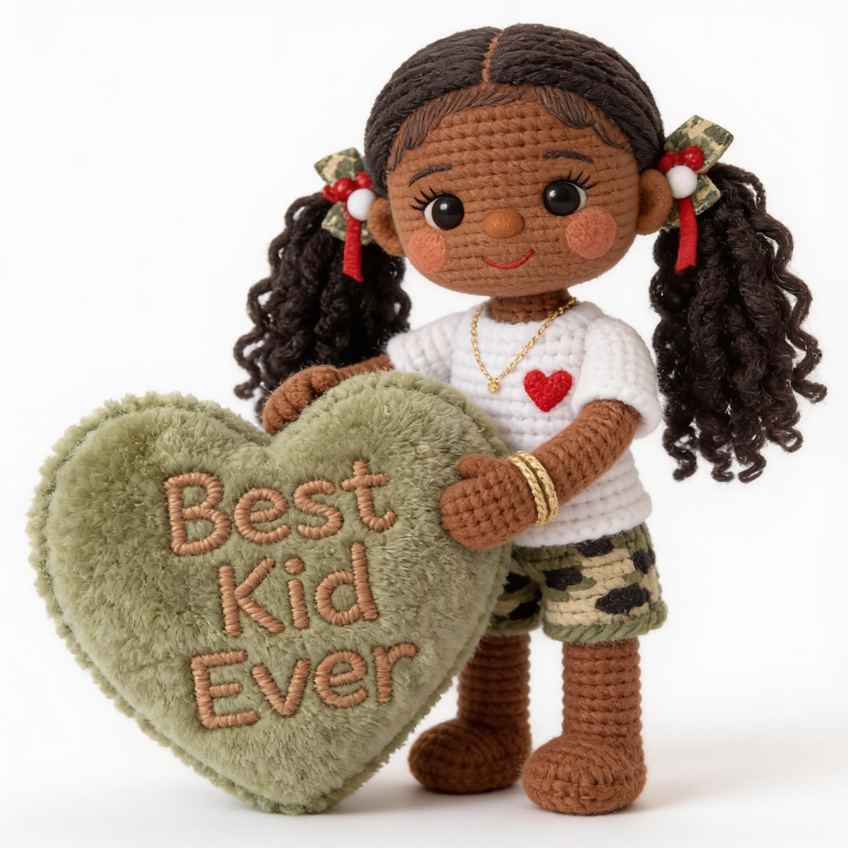 Personalized Black Little Girl Premium Faux Fur Pillow, Gift for Daughter Granddaughter Niece