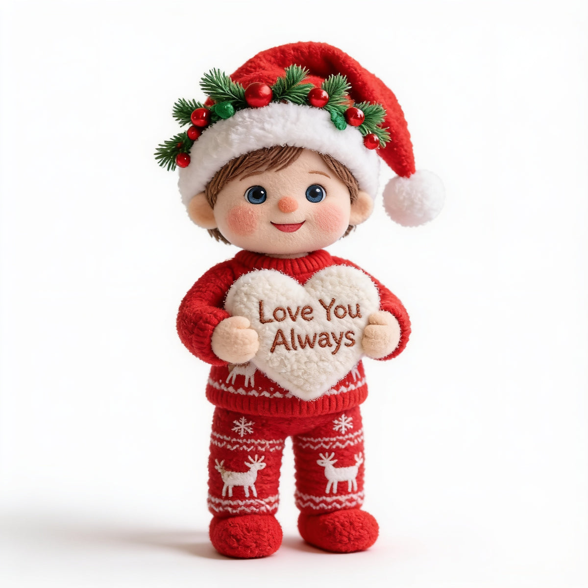Personalized Christmas Baby Boy Faux Fur Pillow, Cute Holiday Gift For Kids