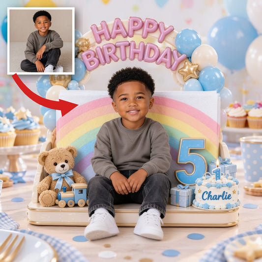 Personalized Birthday Black Little Boy Napkin Holder - Kids Party Table Decor