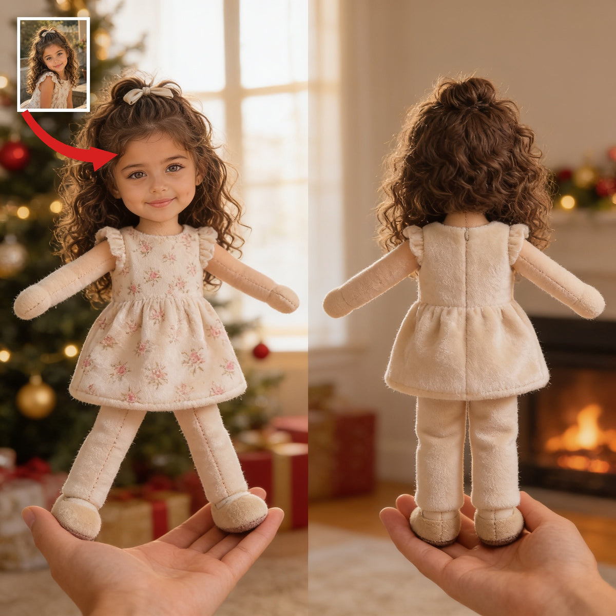 Custom Photo Latina Little Girl Posable Plush Doll, Gift for Daughter Granddaughter Niece