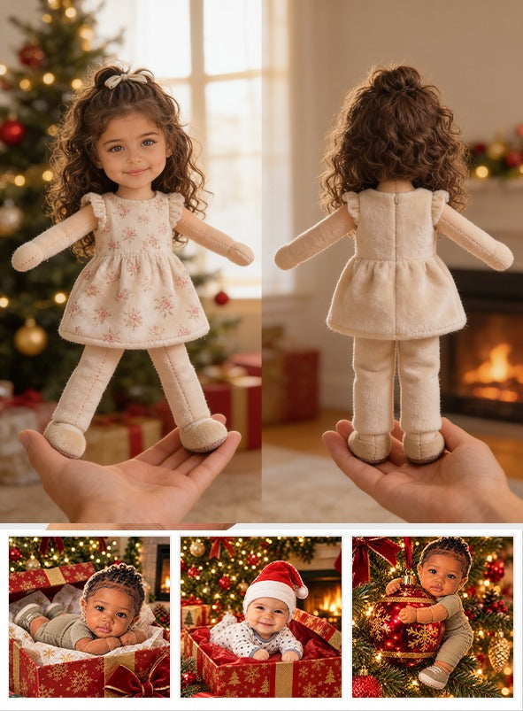 Custom Photo Latina Little Girl Posable Plush Doll, Gift for Daughter Granddaughter Niece