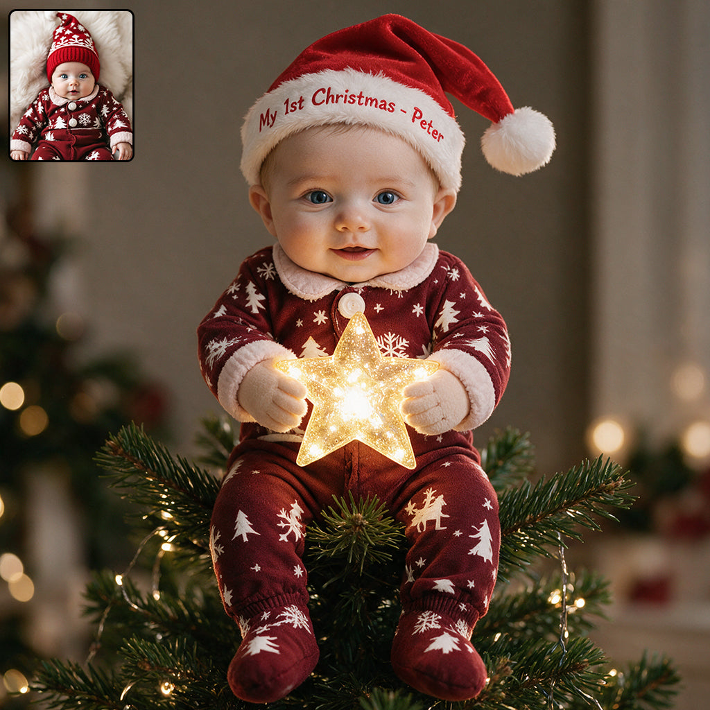 Personalized Christmas Little Girl LED Light Tree Topper Holiday Decor