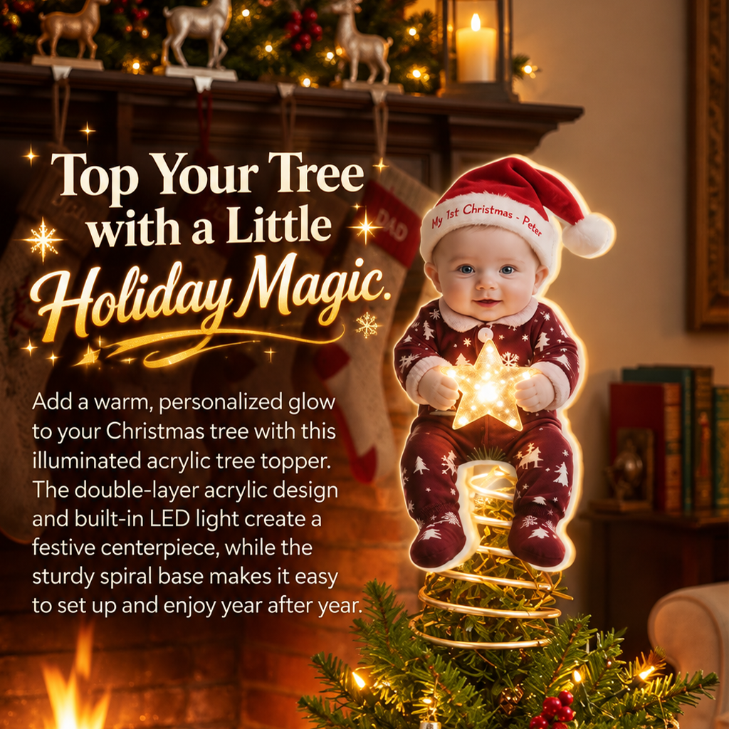 Personalized Christmas Latina Little Girl LED Tree Topper, Gift for Daughter Granddaughter Niece