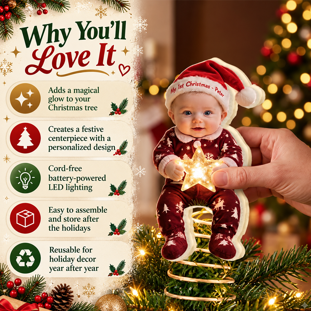 Personalized Christmas Black Christmas Baby Girl Gingerbread Costume LED Tree Topper