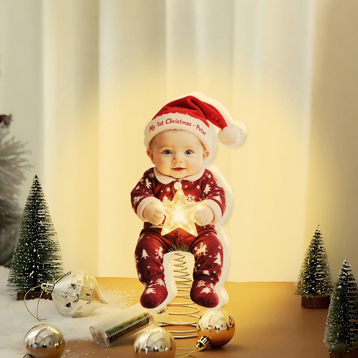 Personalized Christmas Little Girl LED Light Tree Topper Holiday Decor