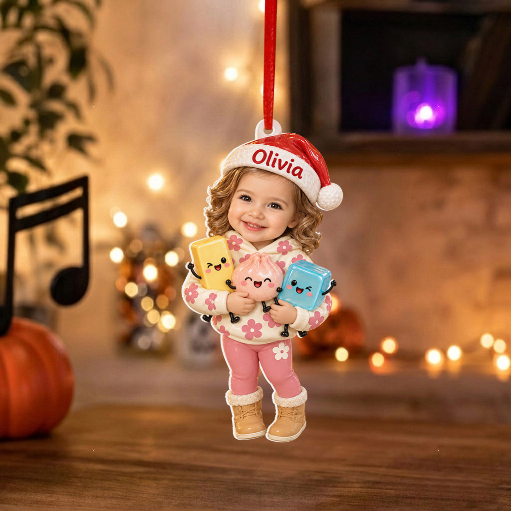 Personalized Christmas Black Little Girl 3D Ornament, Holiday Gift for Kids