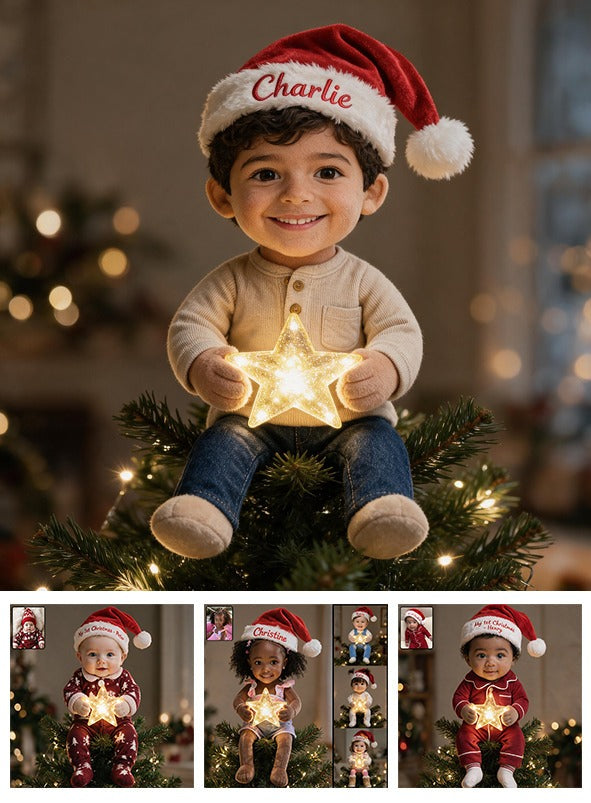 Personalized Christmas Latino Little Boy LED Light Tree Topper Gift for Son Grandson