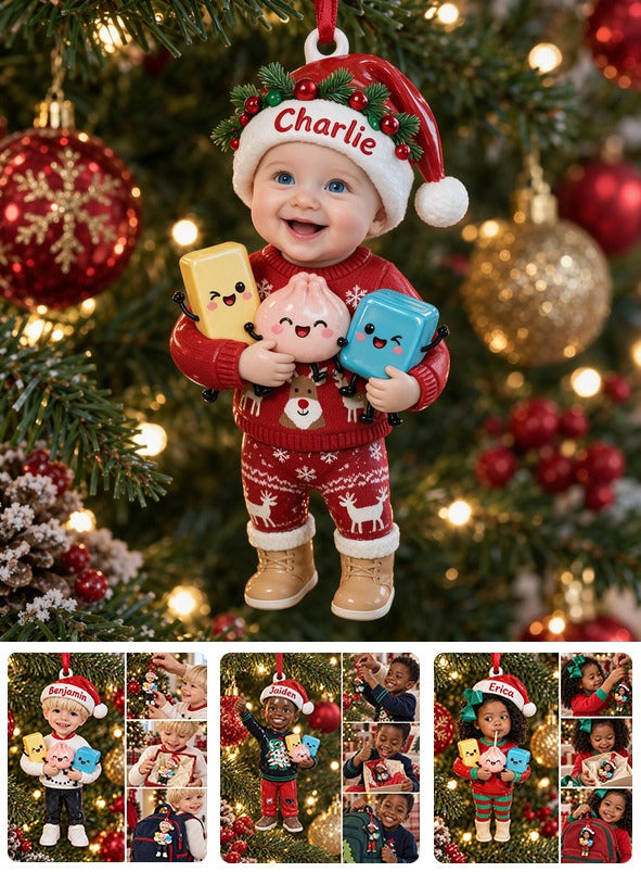 Personalisierte Weihnachts-Baby Junge 3D Ornament Geschenk für Kinder