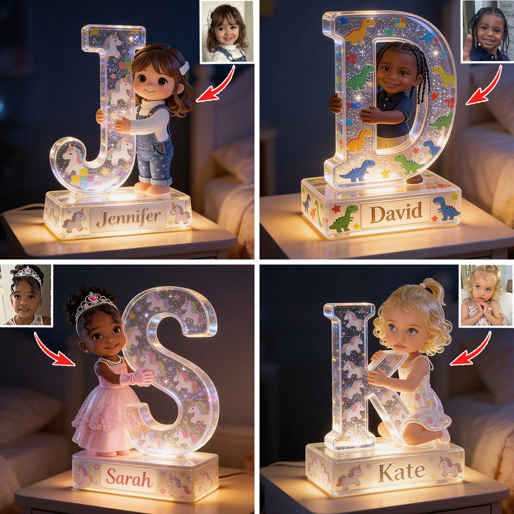 Personalized Christmas Black Christmas Baby Girl Acrylic LED Night Light Kid Gift