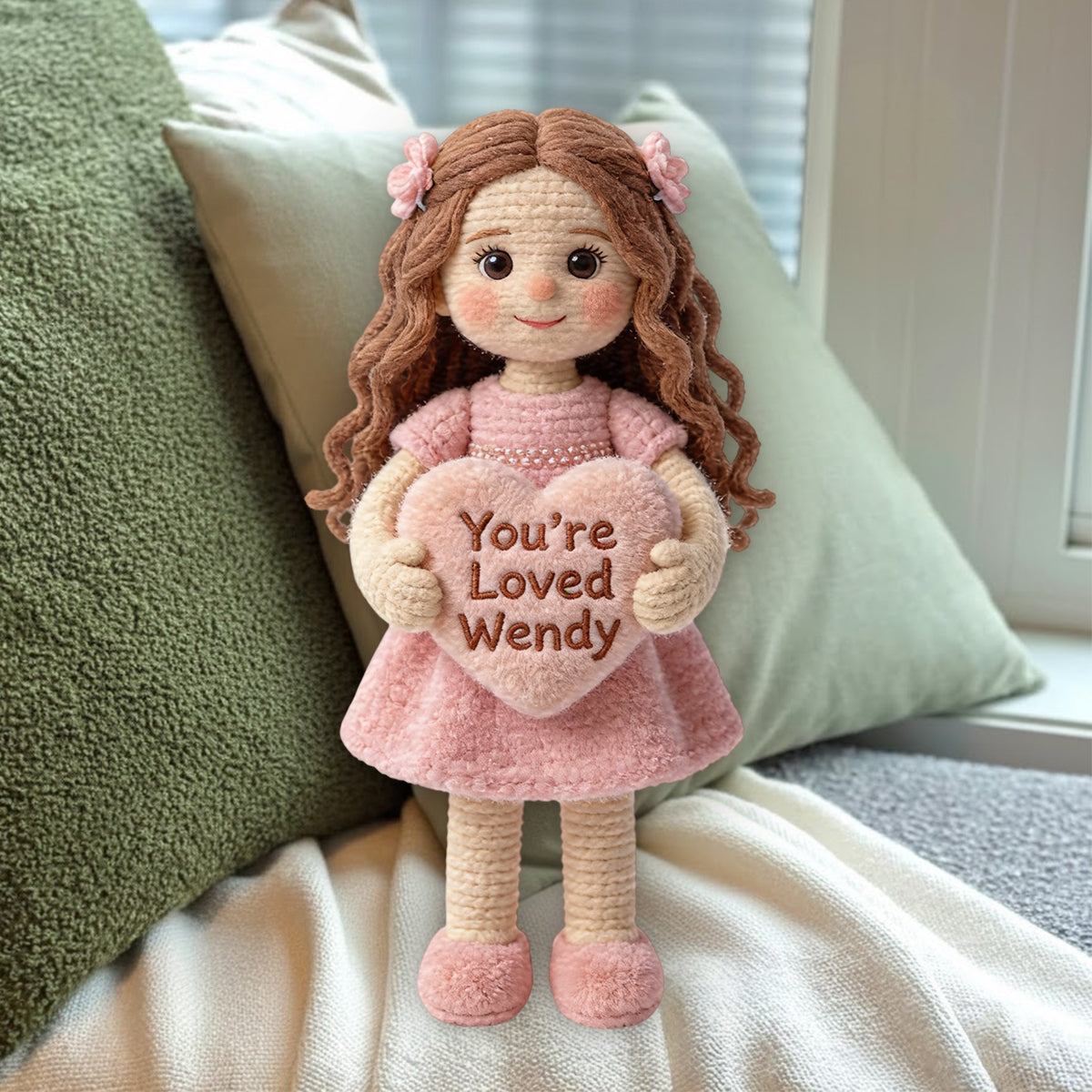Personalized Black Little Girl Premium Faux Fur Pillow, Gift for Daughter Granddaughter Niece