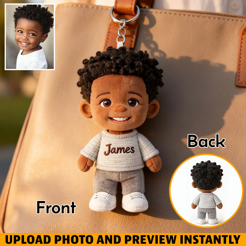 Personalized Latino Little Boy Plush Keychain Custom Son Grandson Gift