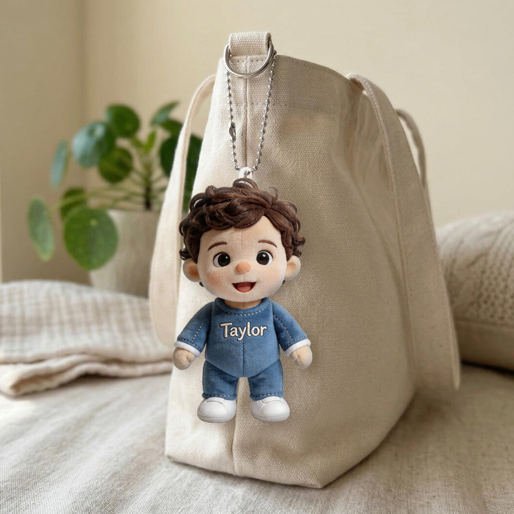 Personalized Latino Little Boy Plush Keychain Custom Son Grandson Gift