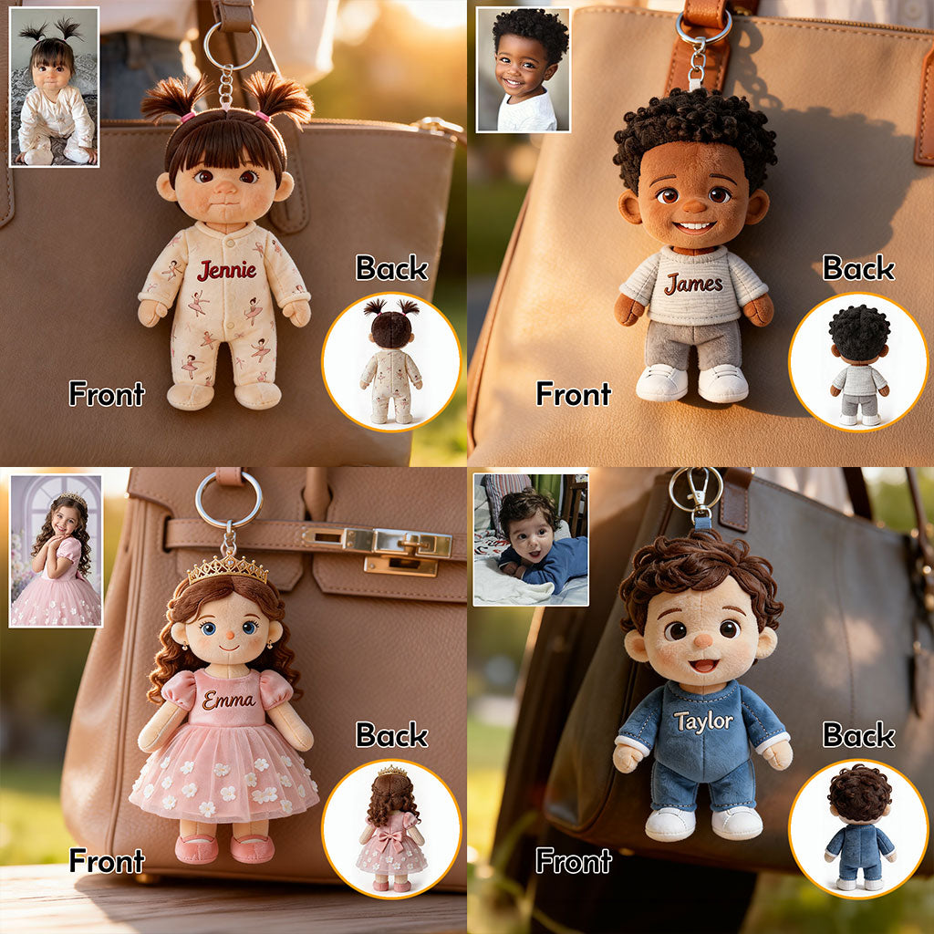 Personalized Latino Little Boy Plush Keychain Custom Son Grandson Gift