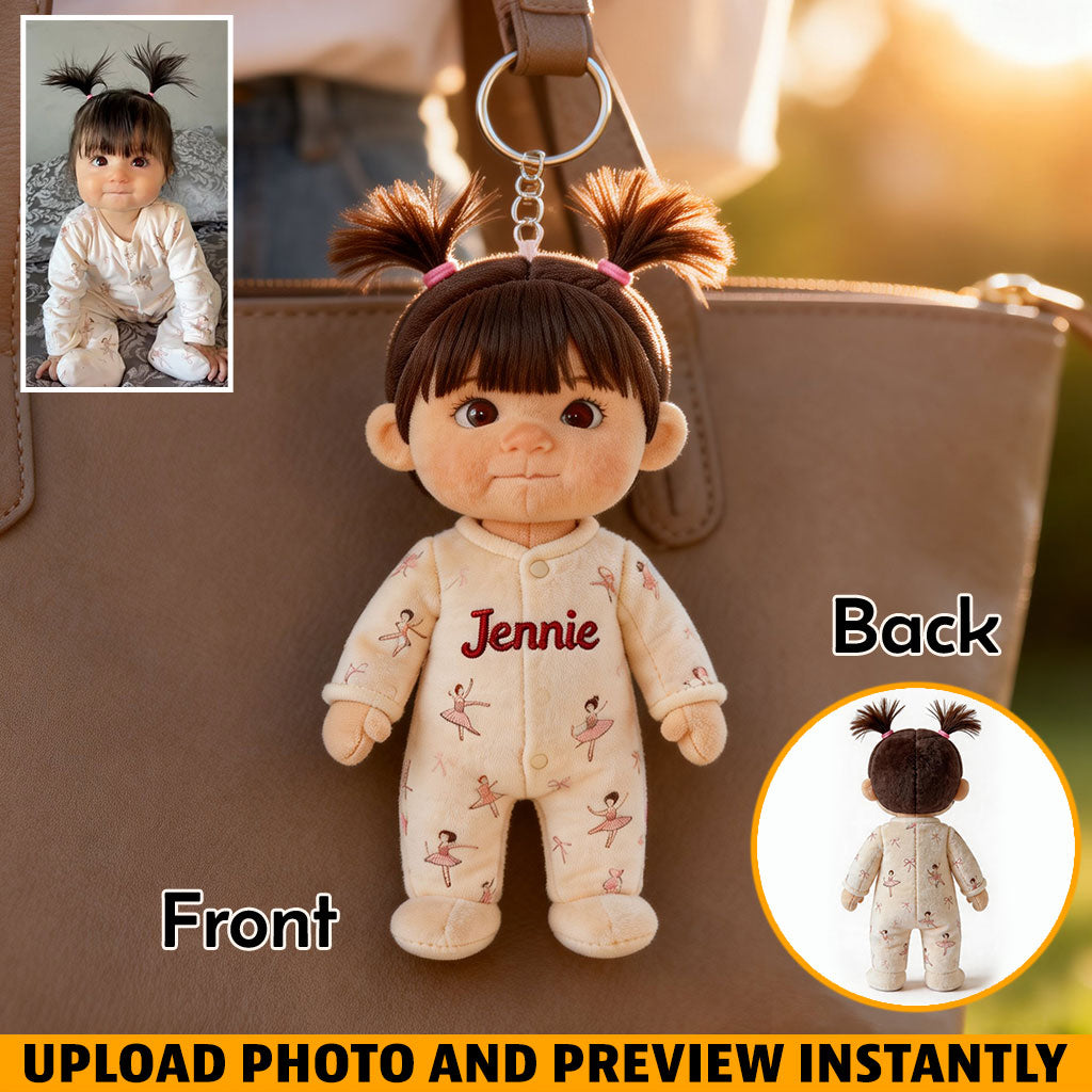 Personalized Christmas Black Christmas Baby Girl Gingerbread Plush Keychain