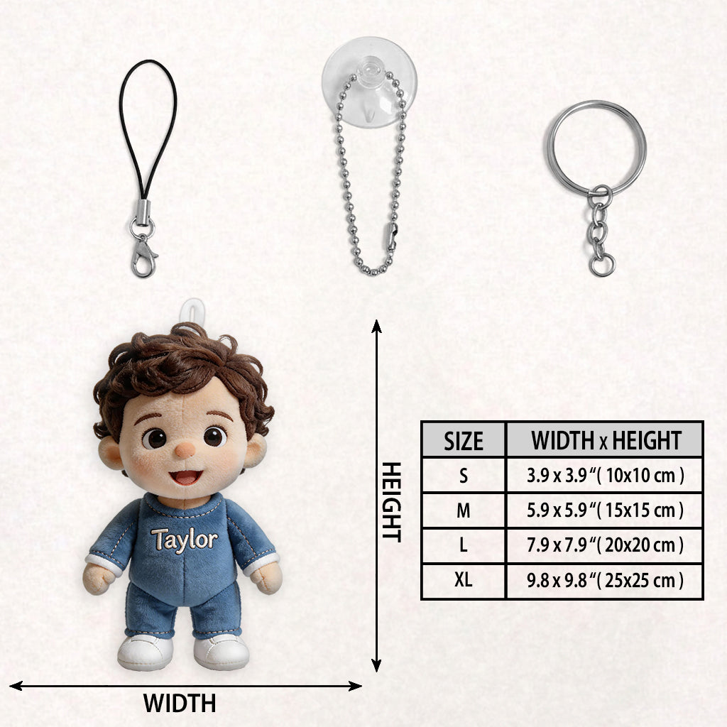 Personalized Little Boy Plush Keychain Gift for Son Grandson Nephew