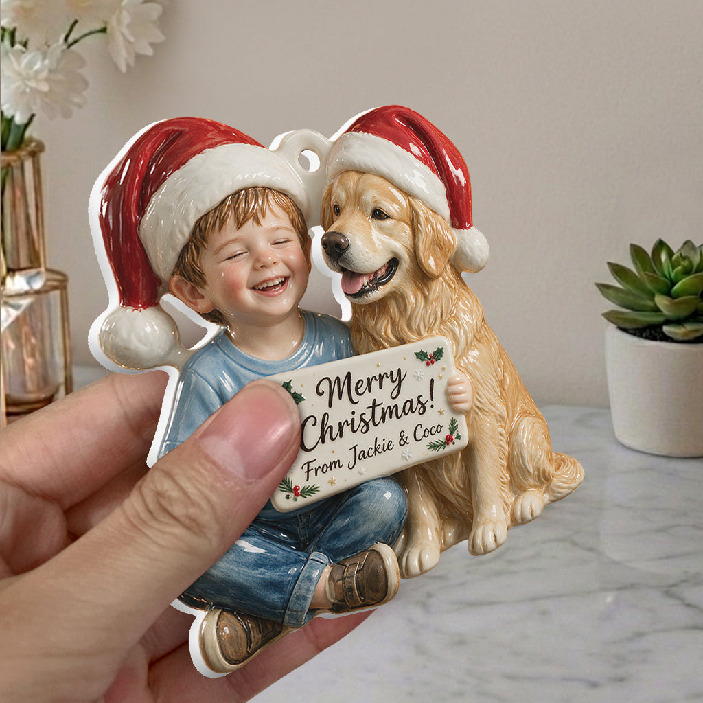 Personalized Christmas Black Little Boy 3D Ornament Custom Keepsake Gift