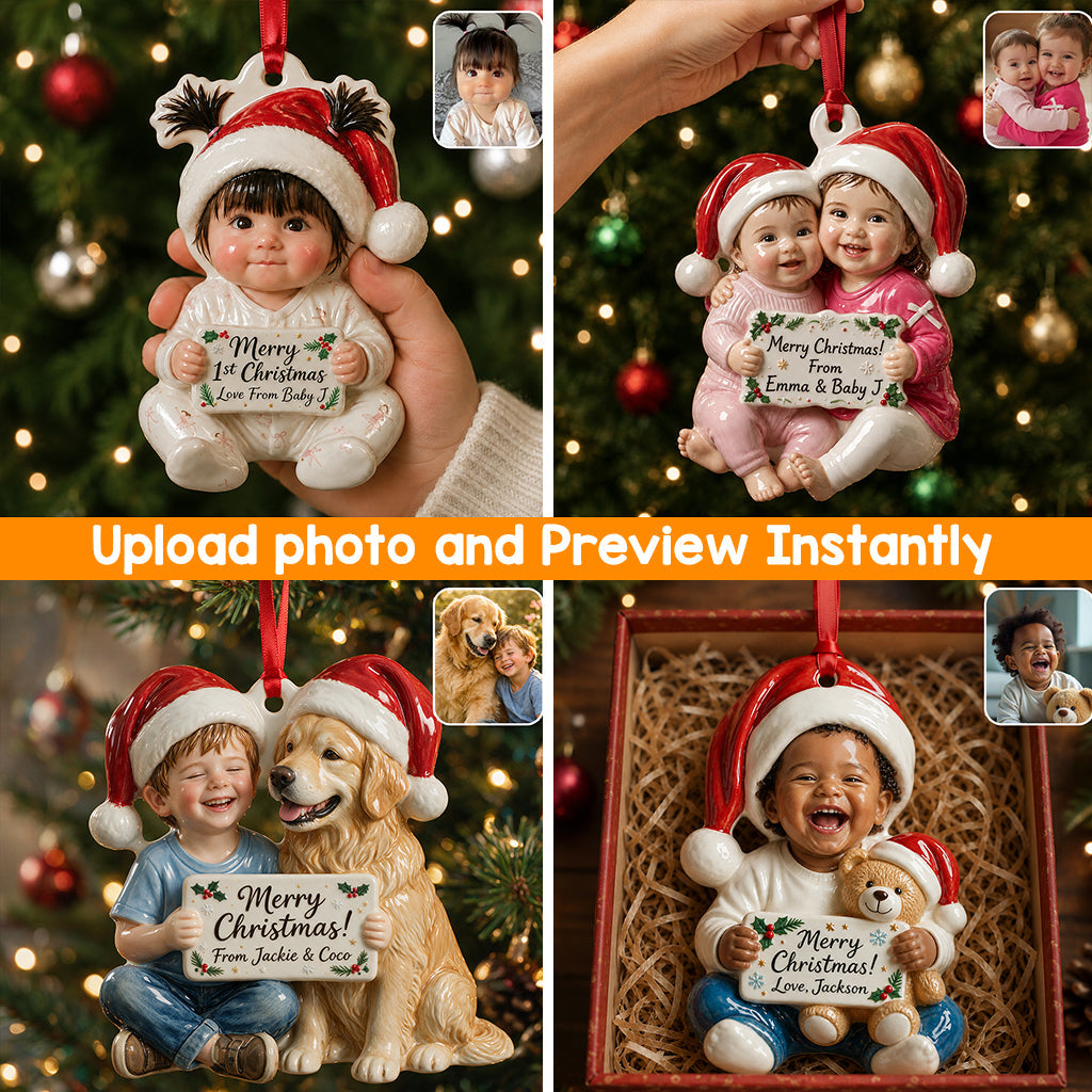 Personalized Christmas Black Little Boy 3D Ornament Custom Keepsake Gift