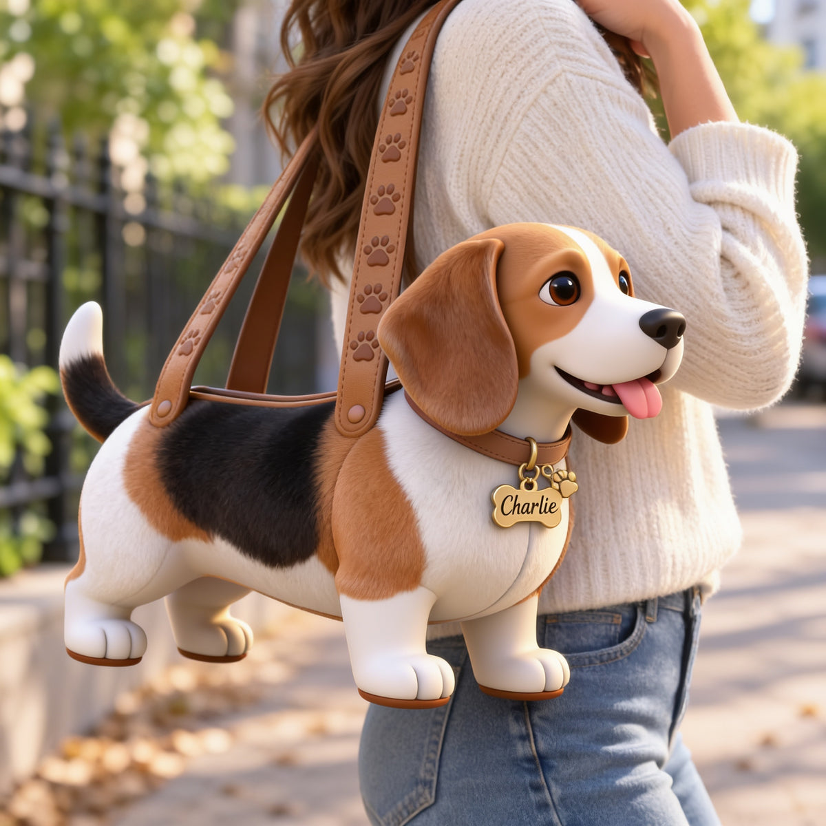Personalized Tricolor Adult Beagle Custom Shape Tote Bag Dog Lover Gift