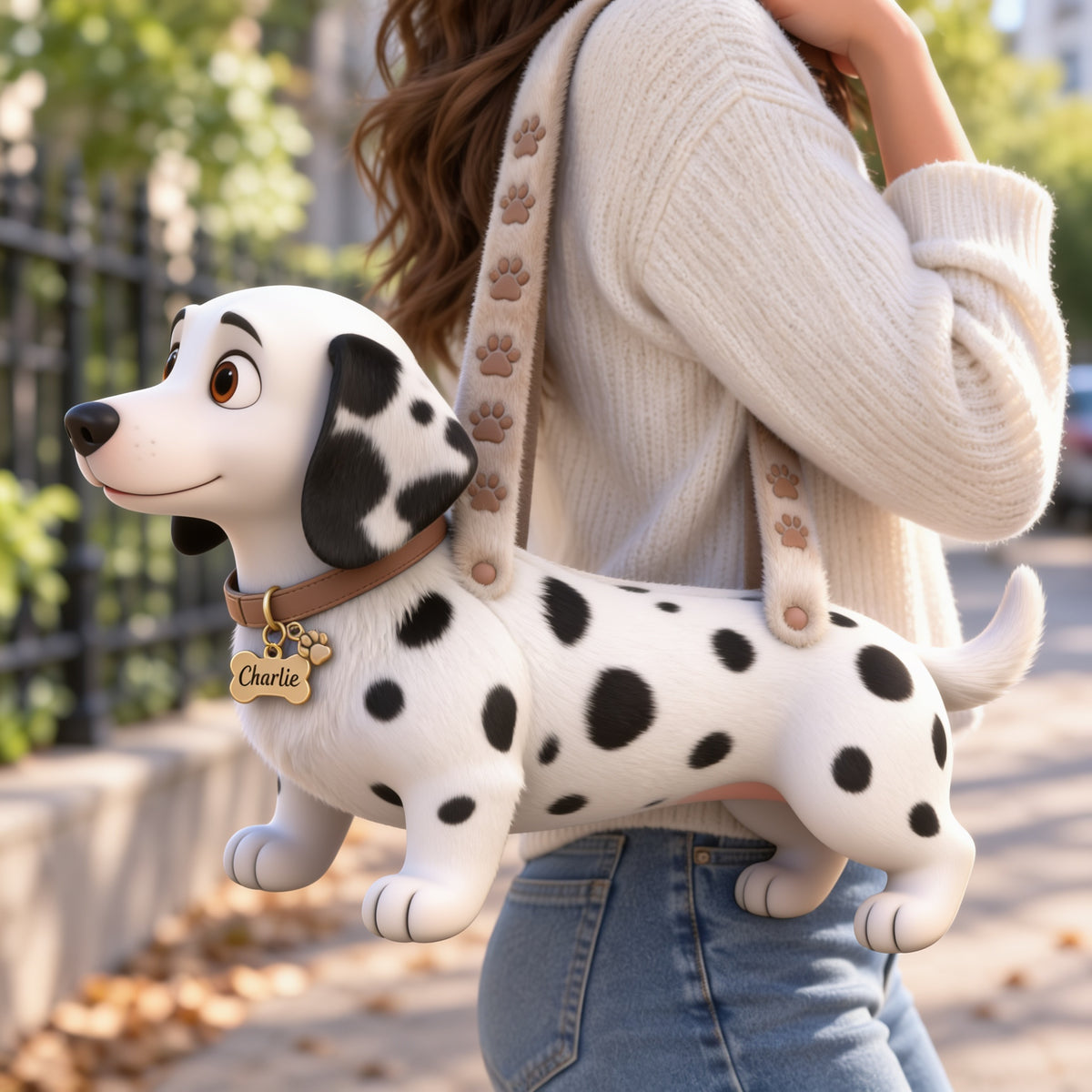 Personalized Black White Spotted Dalmatian Custom Shape Tote Bag Dog Lover Gift