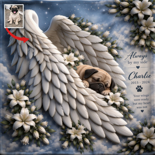 Personalisierte Fawn Pug Gedenk-Decke 2015-2024 Haustierverlust Geschenk