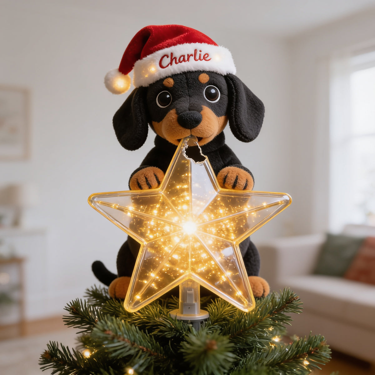 Personalisierter Weihnachtsbaum LED Licht Baumspitze für Hundeliebhaber