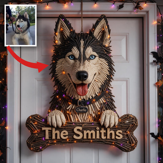 Personalized Halloween Black and White Siberian Husky LED Light Acrylic Sign