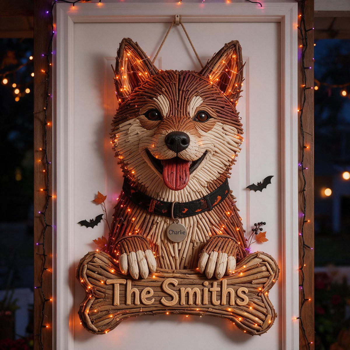 Personalized Halloween Tan & White Adult Shiba Inu LED Light Acrylic Sign Dog Lover Gift