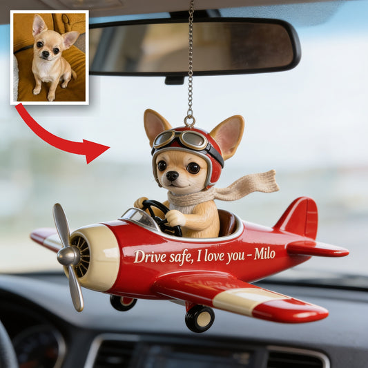 Custom Photo Fawn White Chihuahua Puppy Car Ornament Pet Lover Gift