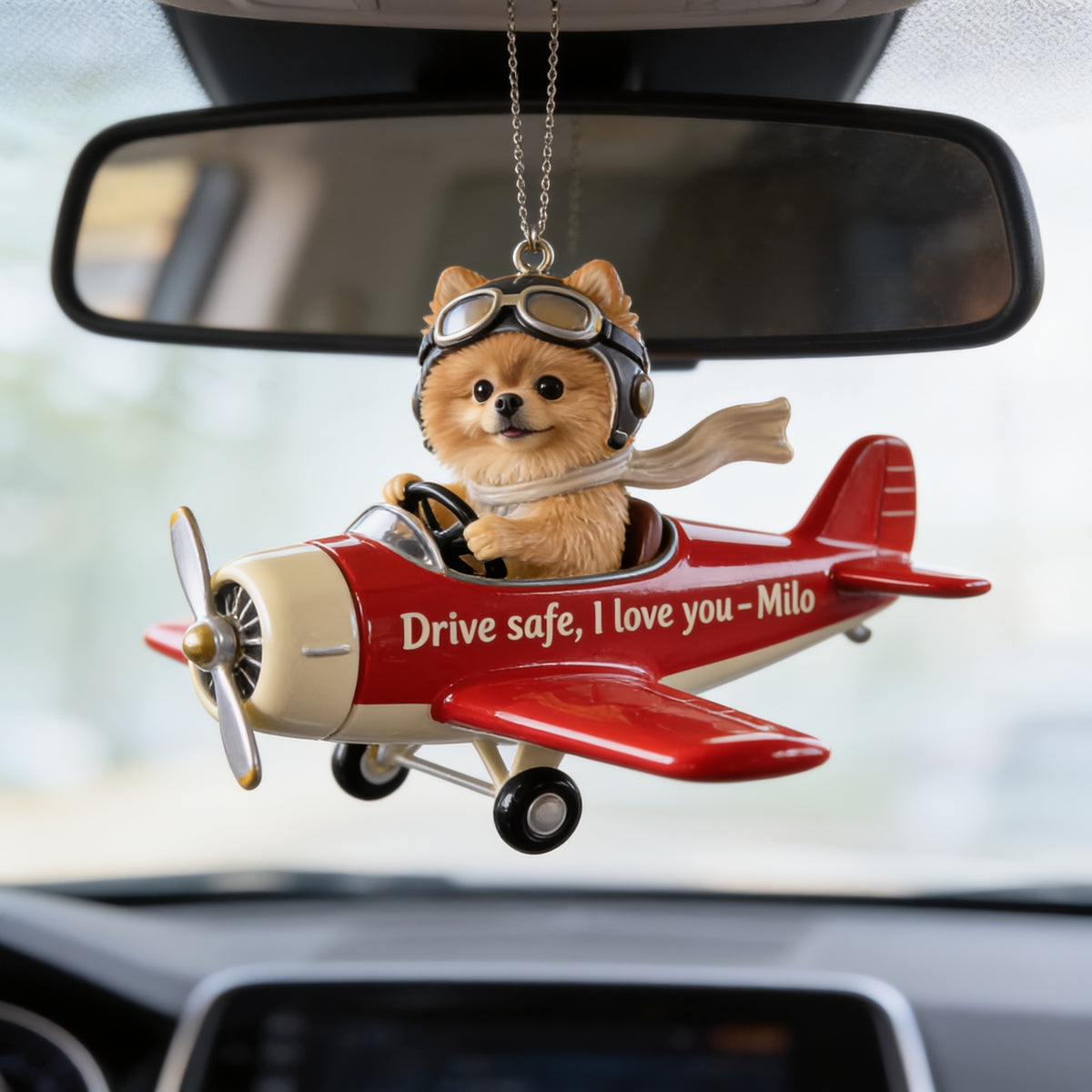 Personalisierter Foto Fluffy Golden Pomeranian Autoanhänger Geschenk für Hundeliebhaber