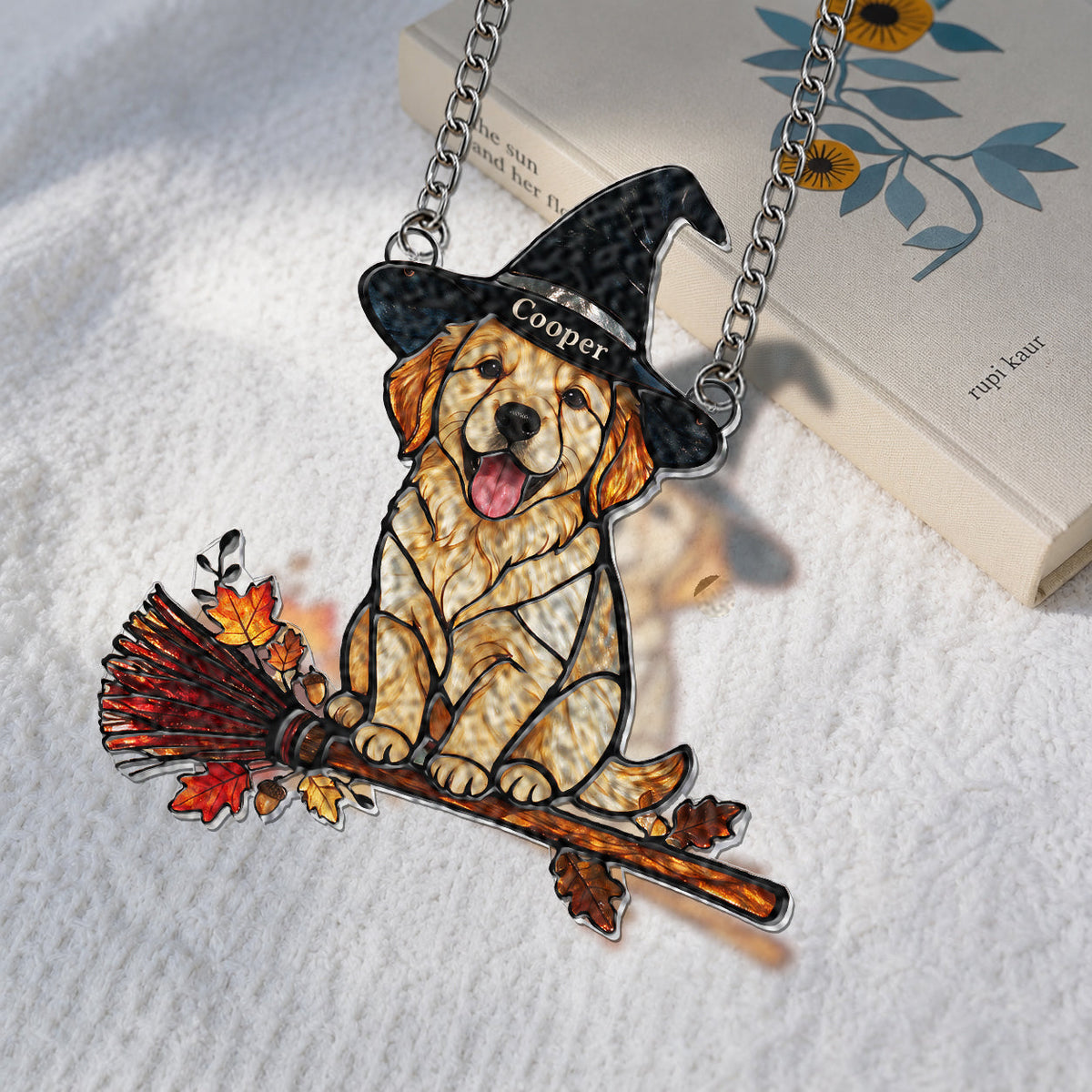 Personalized Halloween Curly Adult Poodle 3D Glass Suncatcher Pet Decor Gift