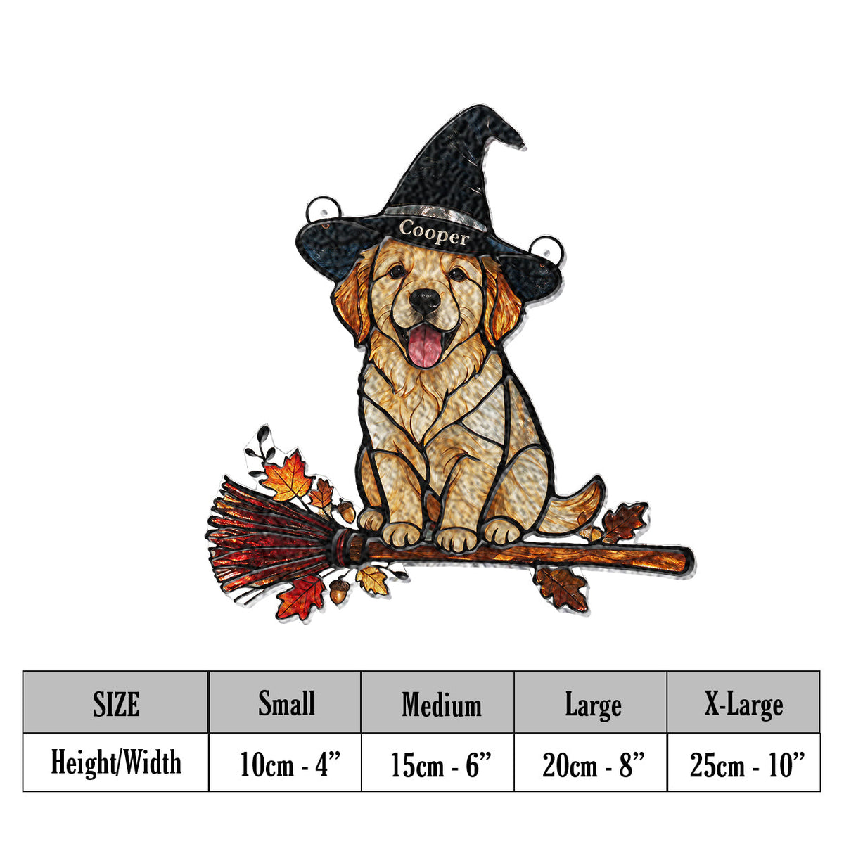 Personalisierter Halloween Schwarz- und Braun-Dackel Welpe 3D-gedruckter Glas-Sonnenfänger