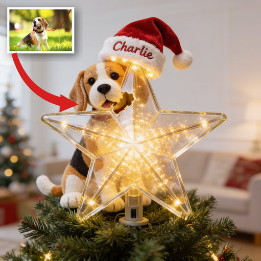 Personalized Christmas Tricolor Adult Beagle LED Light Tree Topper Dog Lover Gift