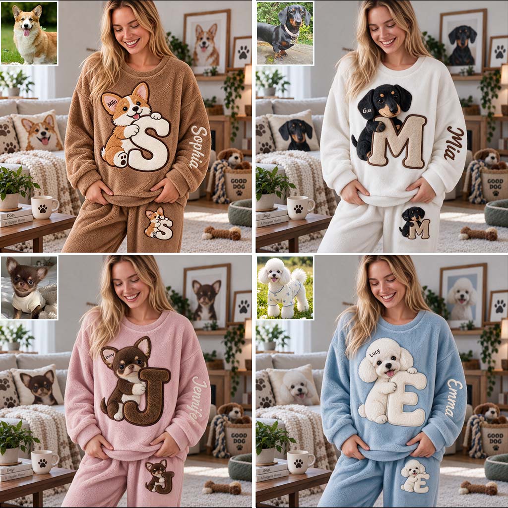 Personalized Black and White Spotted Dalmatian Fleece Lounge Set for Dog Lovers
